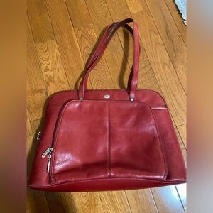Wenger red Leather Shoulder Bag